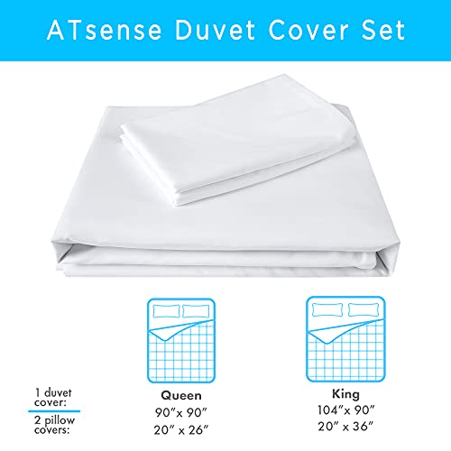 ATsense Duvet Covers, 100% Natural Cotton, Duvet Cover Bedding Set, 3-Piece