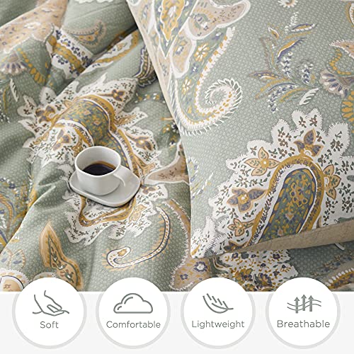 ATsense Paisley Comforter Set King, All Season 3-Piece 100% Cotton Fabric