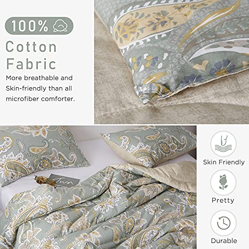 ATsense Paisley Comforter Set King, All Season 3-Piece 100% Cotton Fabric