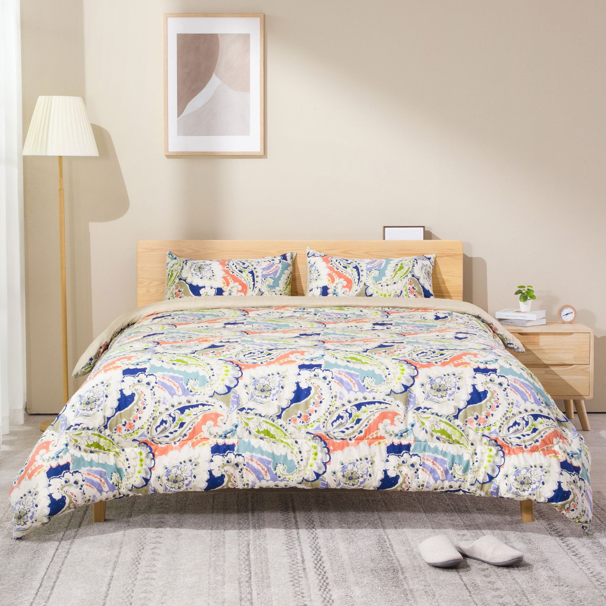 ATsense Paisley Comforter Set King, All Season 3-Piece 100% Cotton Fabric