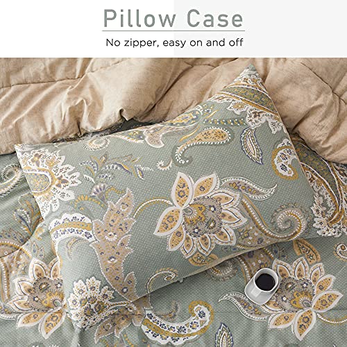 ATsense Paisley Comforter Set King, All Season 3-Piece 100% Cotton Fabric